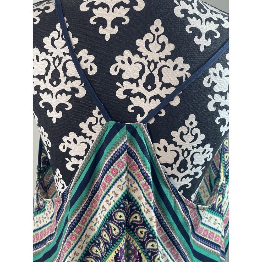 Boho B bop, green, navy pink floral tunic dress extra large - Picture 8 of 10
